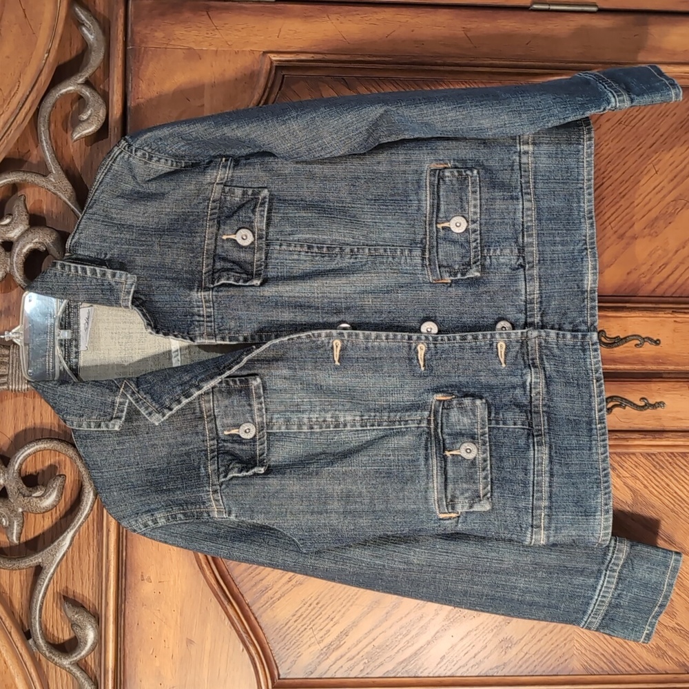 Chico's Platinum Jean Jacket Size 1